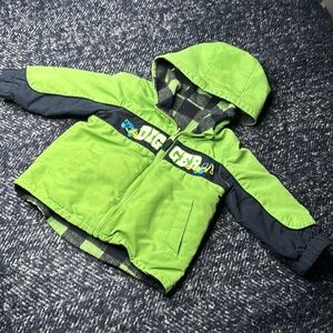 Size 3 George green and navy plaid Reversible fleece jacket digger